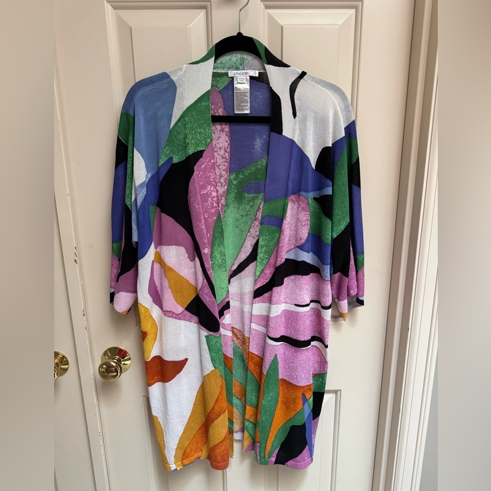 Chicos Summer Romance Tropical Midi Cardigan - Picture 4 of 7